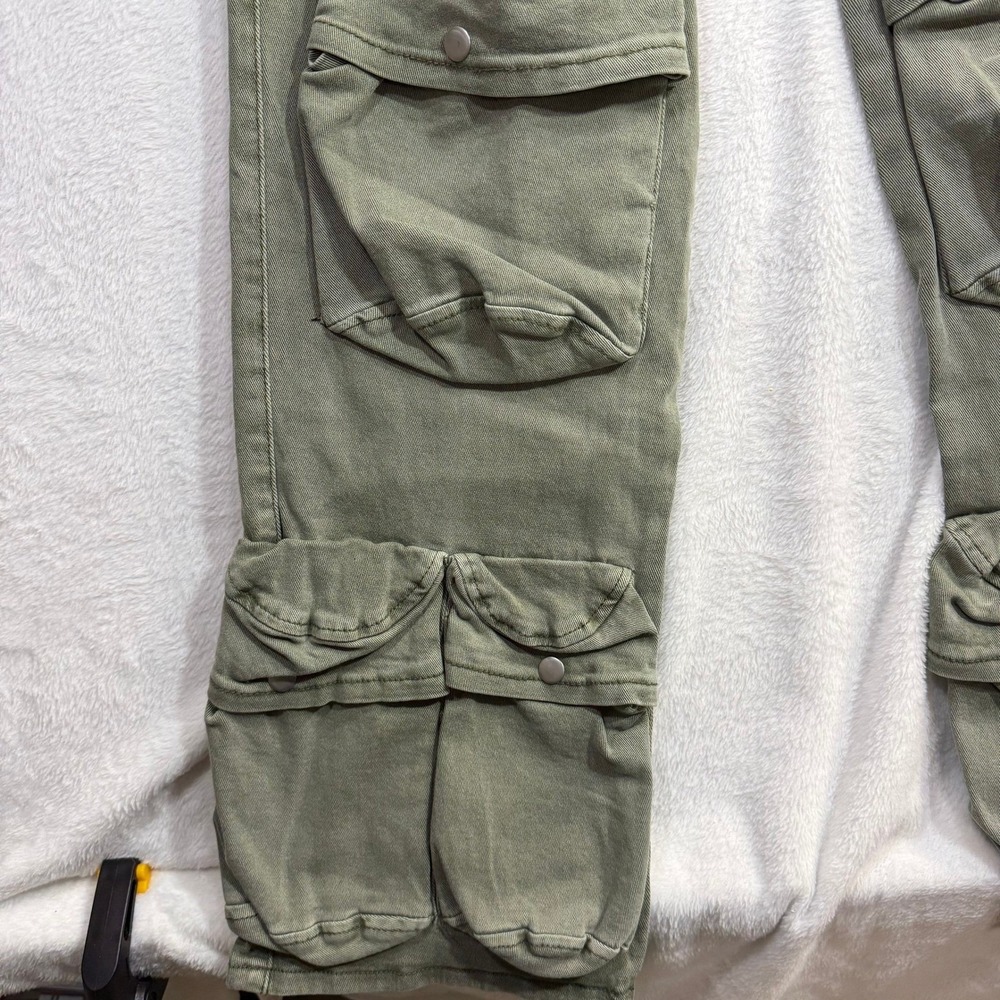 NWT Akira S Green Utility Cargo Pants Pockets Streetwear Y2K Grunge Cyberpunk - Picture 2 of 9
